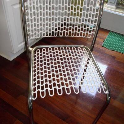 David Roland for Thonet style mid-century chrome and  plastic coated steel dining chairs $300 each
8 available
19 1/2 X 17 1/2 X 30