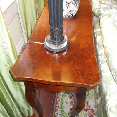 Burled wood sofa table $225
51 X 15 X 27 1/2