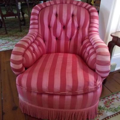 Upholstered tufted rounded back armchair $400
3 available