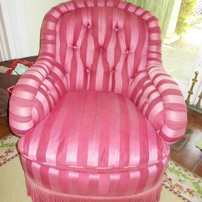 Upholstered tufted rounded back armchair $400
3 available
