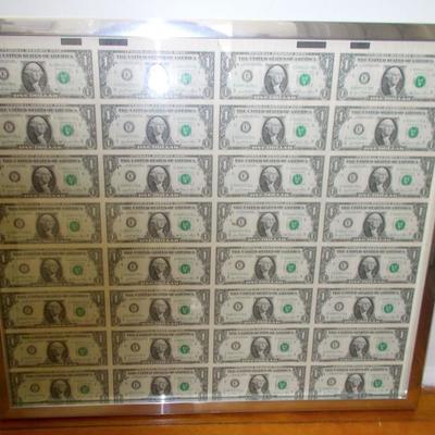 1981 uncut sheet of dollars $95