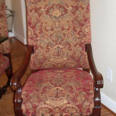 2 UPHOLSTERED DINING ARM CHAIRS