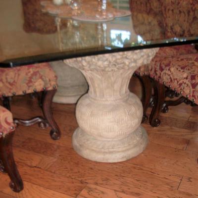 BEVELED GLASS TOP TABLE WITH 2 PEDESTALS