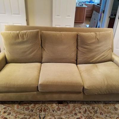 Lee Industries sofa, khaki fabrick, wood leg