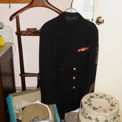 valet, USN uniform, ties, hat boxes, etc.