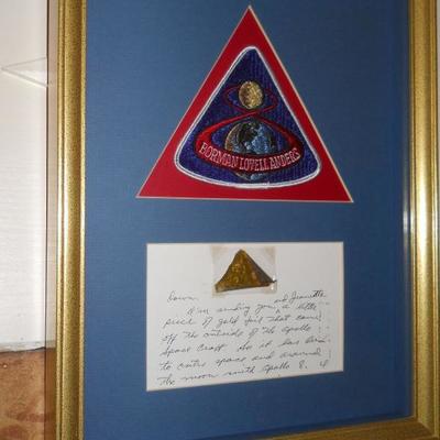 Framed piece of gold foil from the Apollo Space Craft