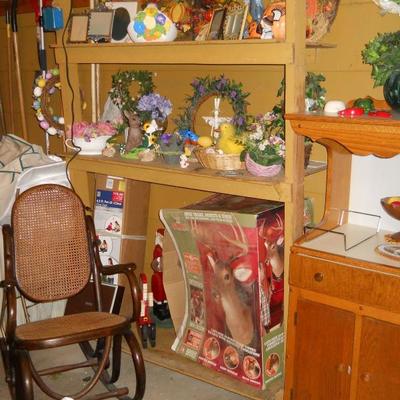 holiday items, rocking chair, etc.