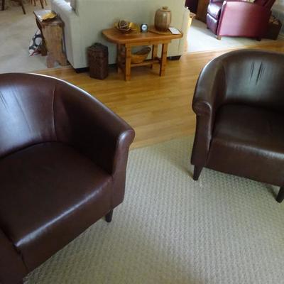 brown barrel chairs