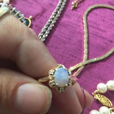 14k opal diamond ring 