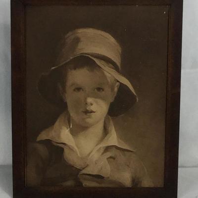 Lot #49
Framed Picture on board of boy with had