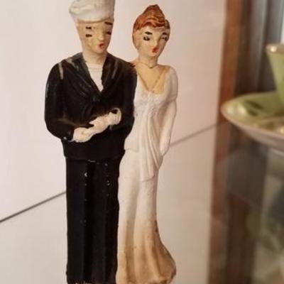 Navy Sailor Groom and Bride Cake Topper
