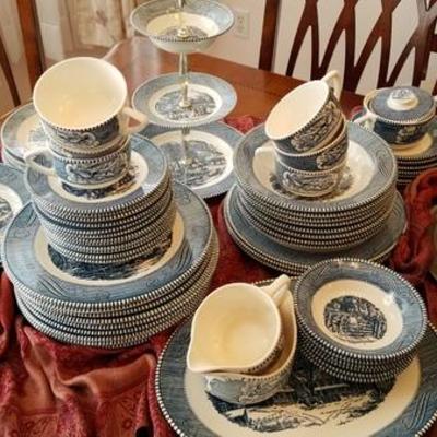 Currier and Ives Blue and White Dishes
