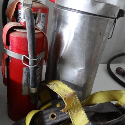 Misc. Lot - 2 Fire Extinguishers, Trash Can & Harn ...