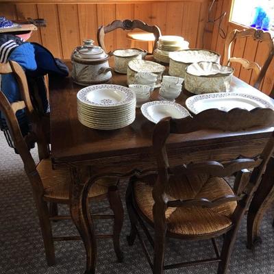 Antique oak table and chairs 