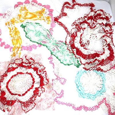 Box Lot of Colored Doilies
