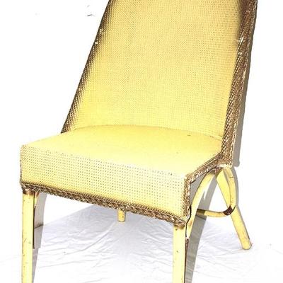 Antique Yellow Wicker Side Chair

