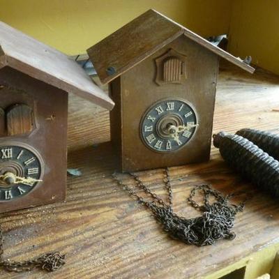 Two cuckoo clocks, as is