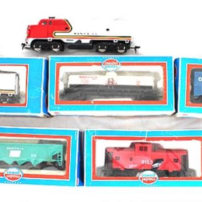 Box Lot of Vintage Toy Train Cars
