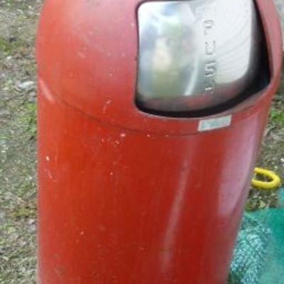 Vintage red trash can
