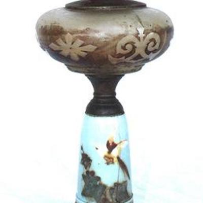 Antique hand painted oil lamp  hurricane
