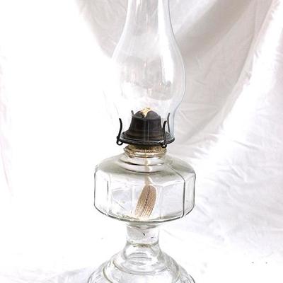 Antique oil lamp with hurricane
