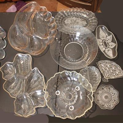 Box Lot of Pressed Glass Dishes
