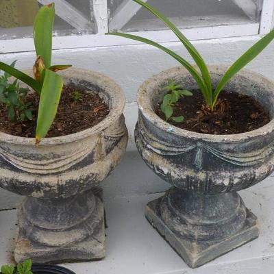 Pair of concrete urn planters
