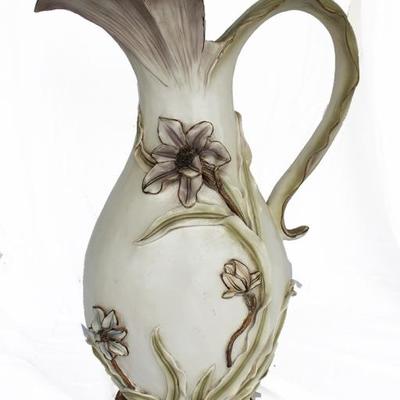 Hand painted floral ewer pitcher
