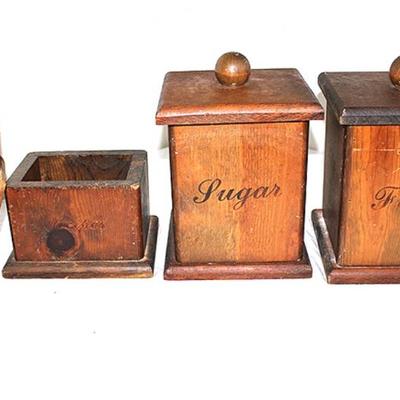 Set of 3 Primitive Kitchen Containers
