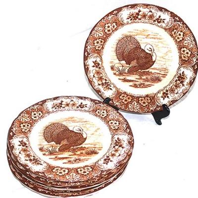 Set of 8 Maruta Ware Stoneware Plates, Japan, Turk
