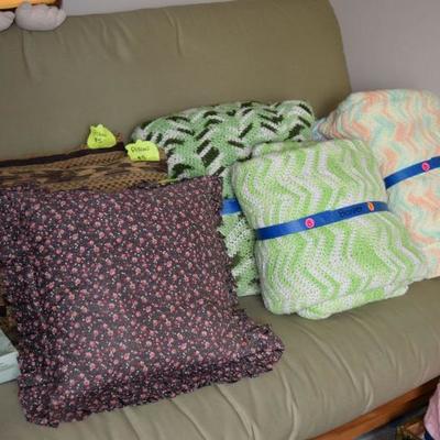Pillows, handmade blankets