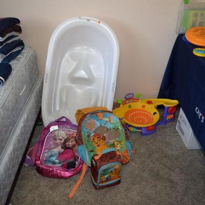 Backpacks,baby tub,toddler toys