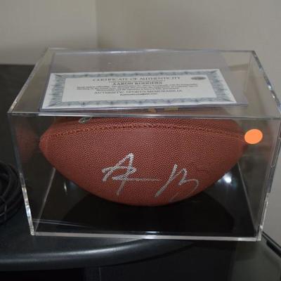 Autographed football of Arron Rodgers