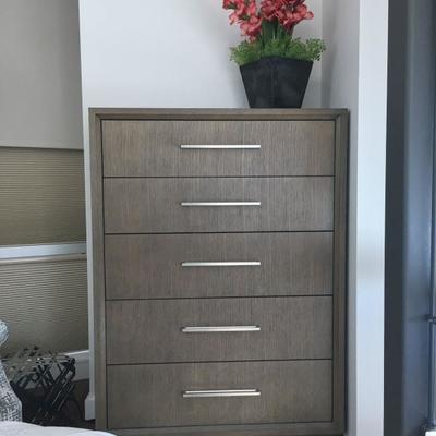 Five Drawer Chest with Chrome Hardware and Felted Top Drawer