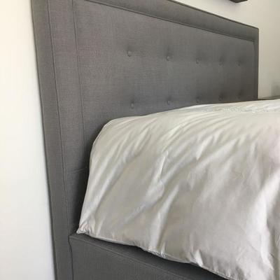 Queen Headboard with Tufted Back in Cement