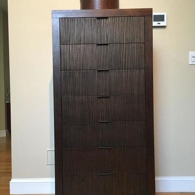 Crate and Barrel Leather Pull Seven Drawer Dresser