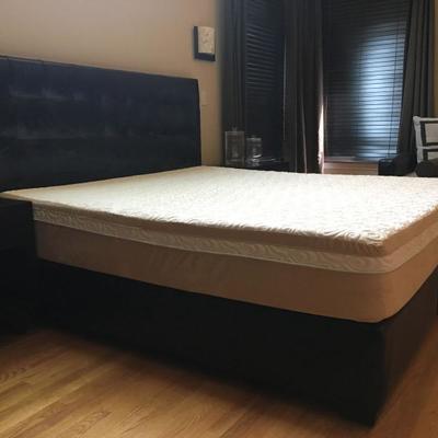 Mitchell Gold Custom King Size Leather Platform Bed and Headboard 