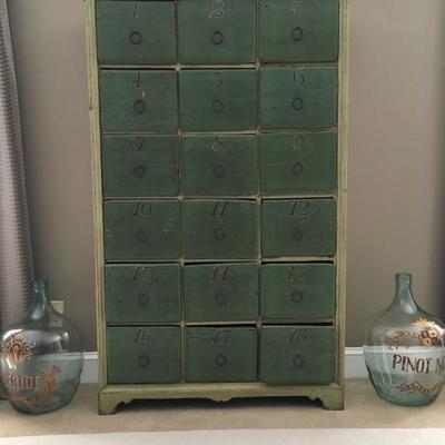 Rustic Style Set of Drawers with Hand Painted Numbers 