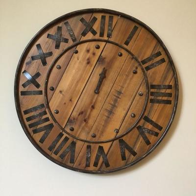 Oversized Wood and Iron Wall Clock 