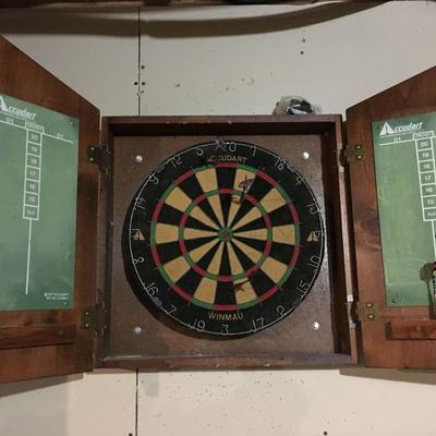 Dart Board with Wall Mounted Cabinet 