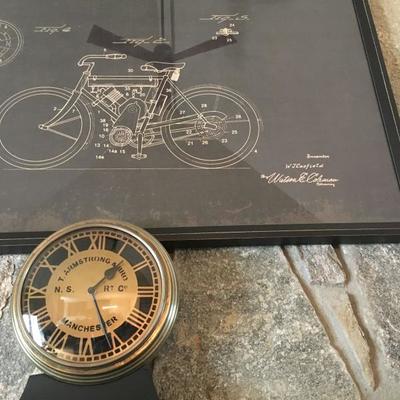 T Armstrong & Bros Mantel Clock, Motorcycle Patent Application Art 