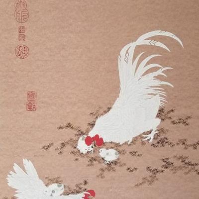 Republic Rooster Signed Scroll Painting