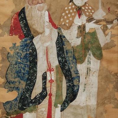 Chinese Ming to Qing Immortals Scroll Painting As Found