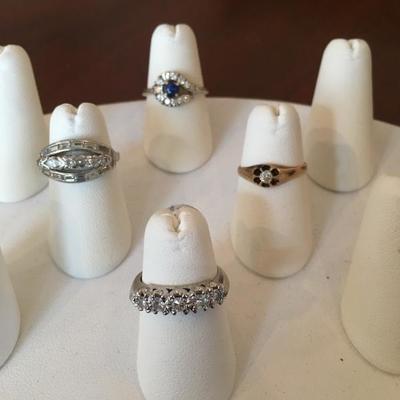 Vintage estate jewelry. Diamond, sapphire, 14kt and platinum