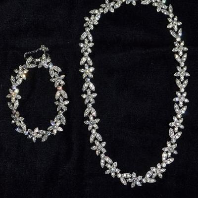 Rhinestone bracelet and necklace