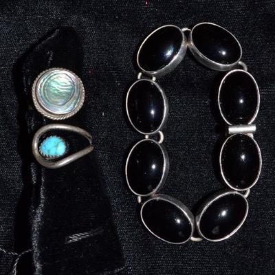 Sterling bracelet and rings