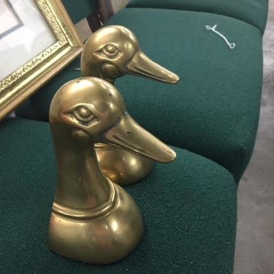 2 Brass Duck Bookends