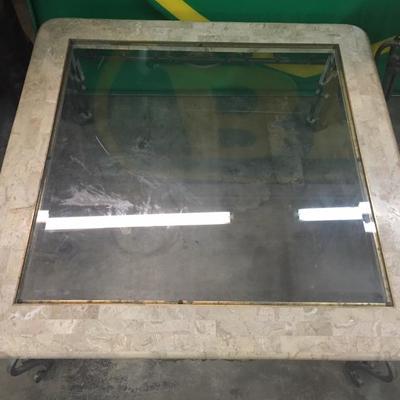 Set of Glass Top Marble Tables
