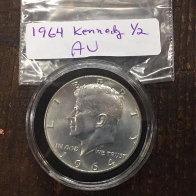 1964 AU Kennedy 1/2 Dollar-90% Silver