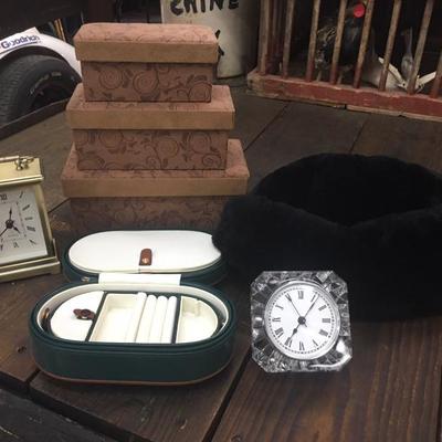 Travel Jewelry Box, Square Brown Decorators Box, Australian Sheepskin Hat